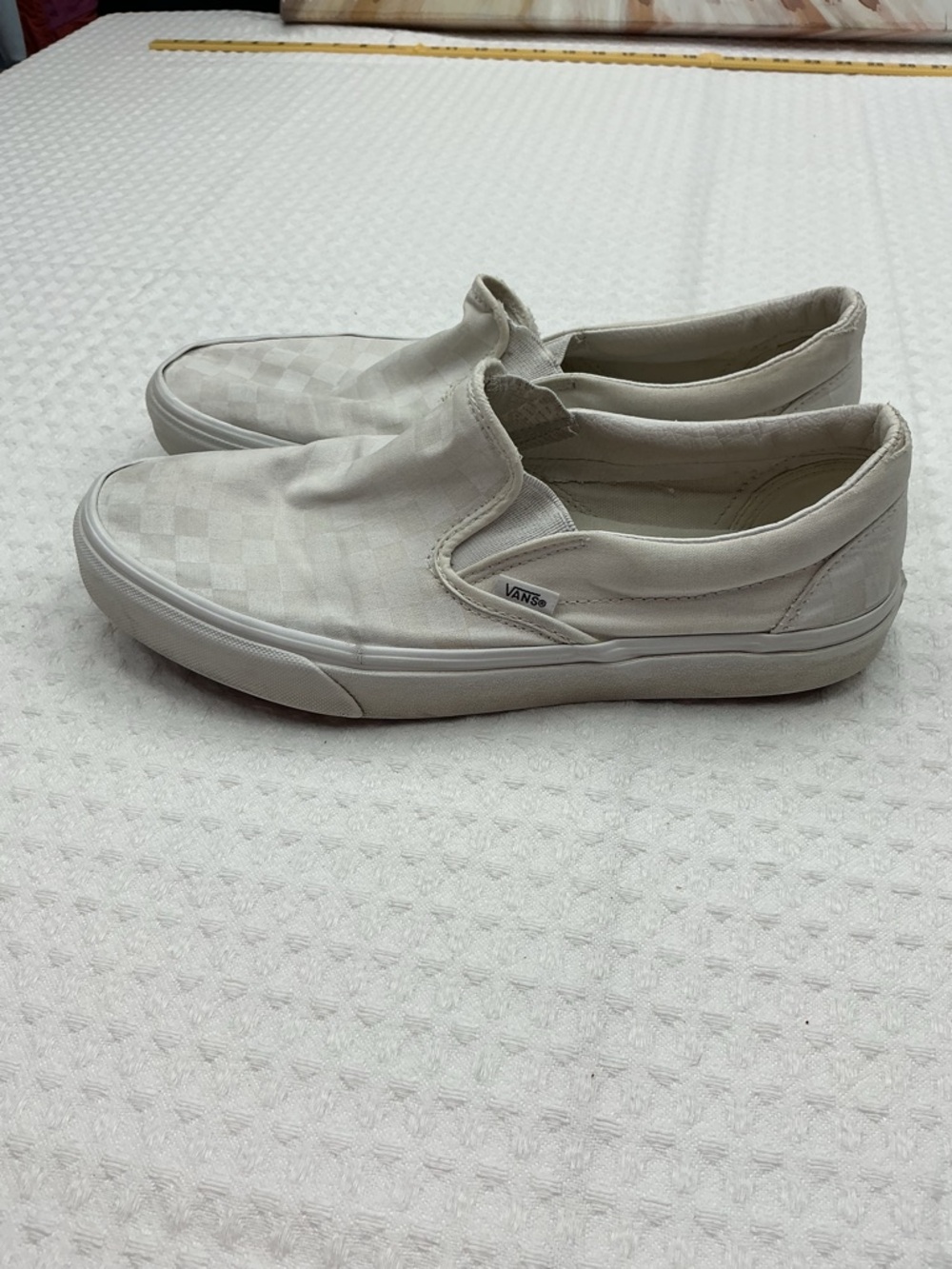 Vans White Checkerboard Slip-On Sneakers